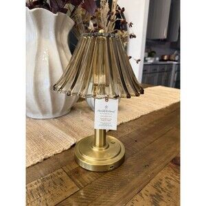 Glass Shade Table Lamp Tan - Hearth & Hand with Magnolia NEW Rare